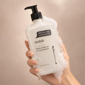 AHAVA label showing ingredients and Osmoter mineral benefit
