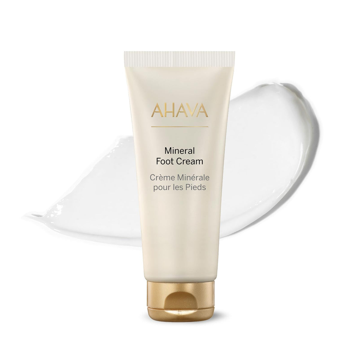 AHAVA Dead Sea foot cream front view showing packaging and moisturizing benefits