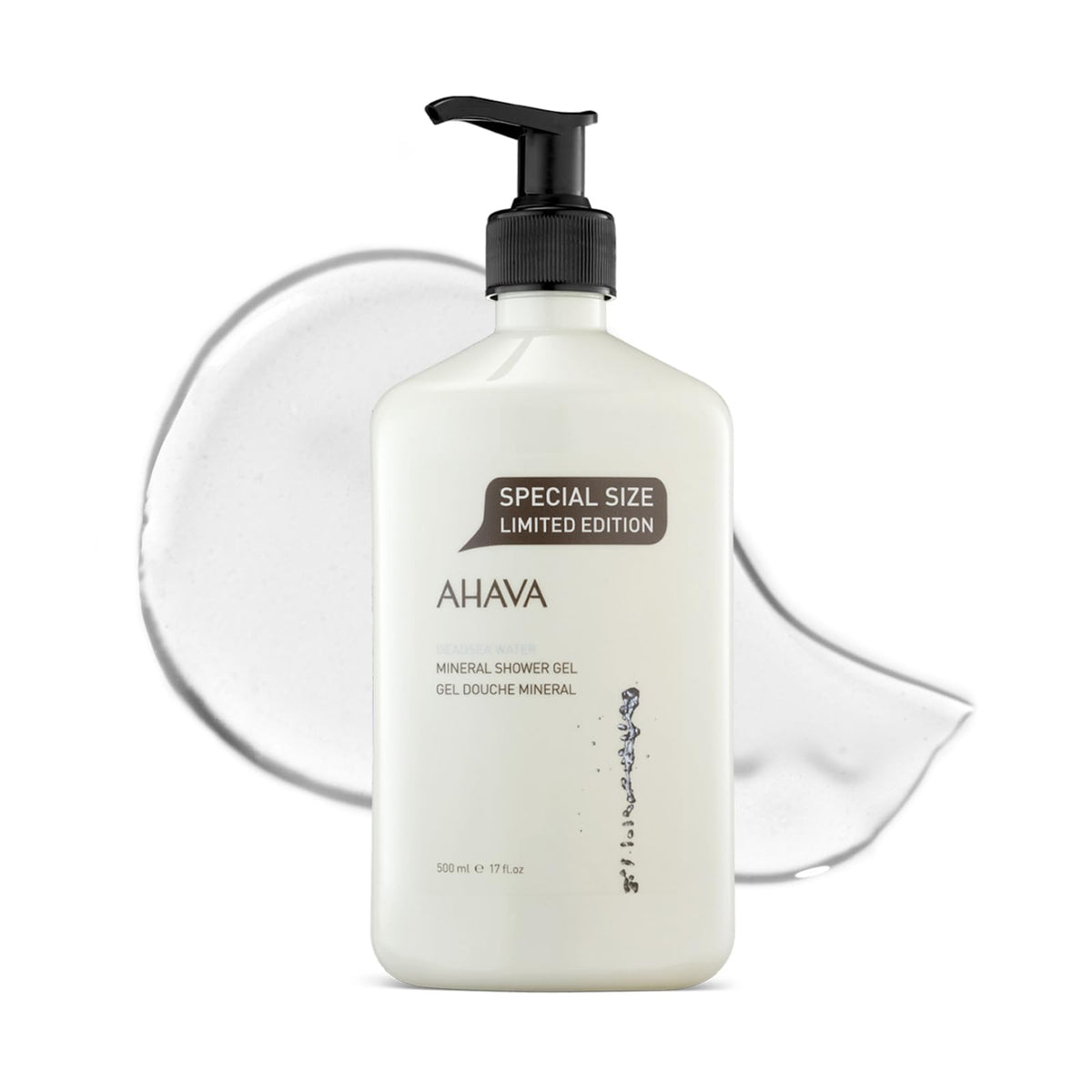 AHAVA front bottle view showing branding and hydrating benefits