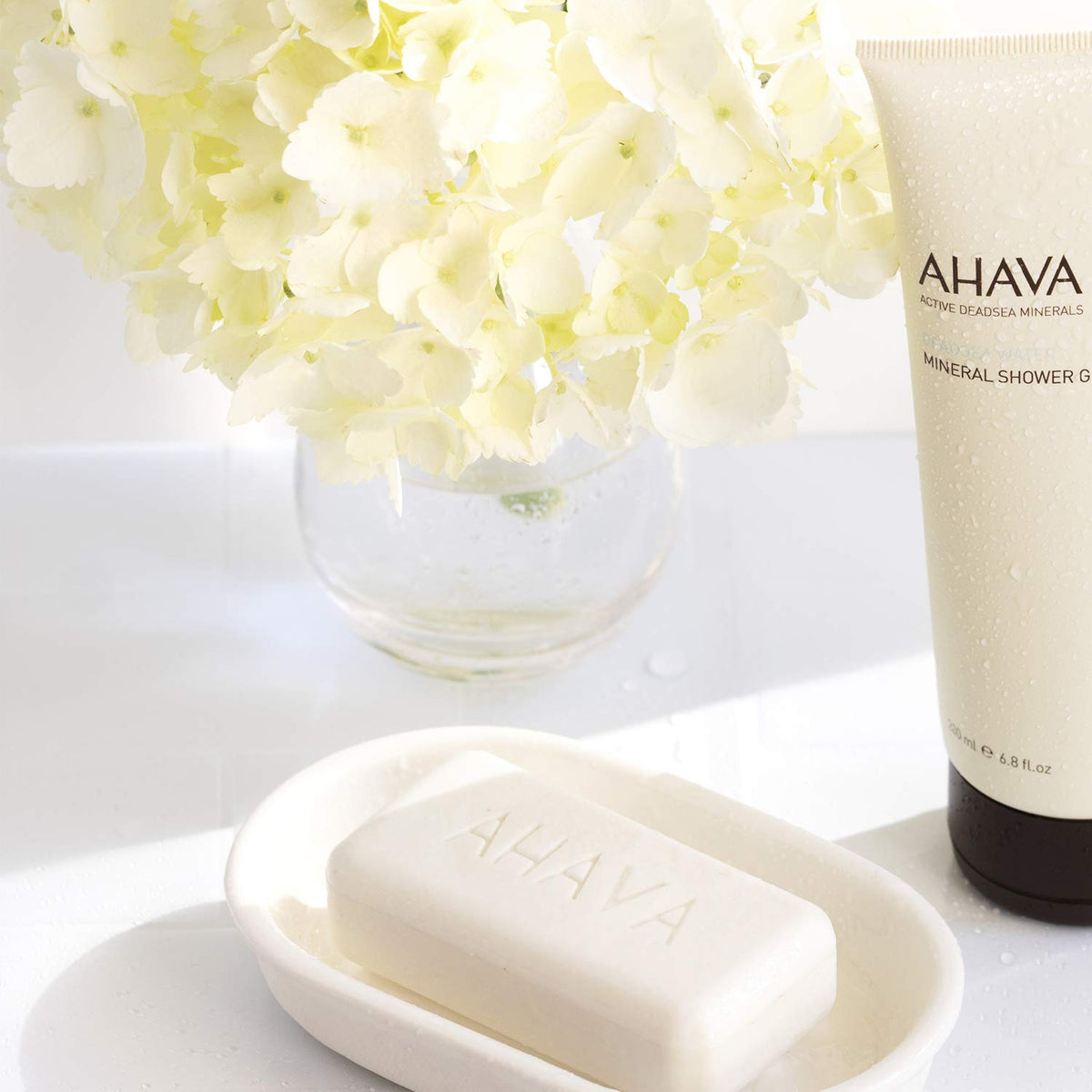 AHAVA bar used on face showing cleansing action and gentle conditioning