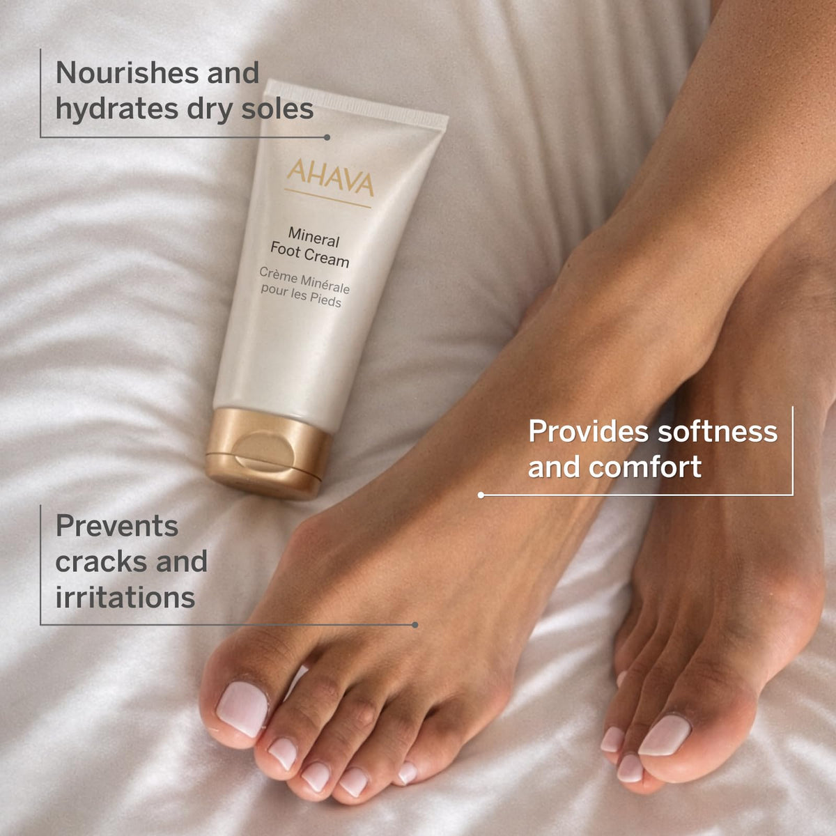 AHAVA cream texture close-up revealing smooth absorbent formula benefit