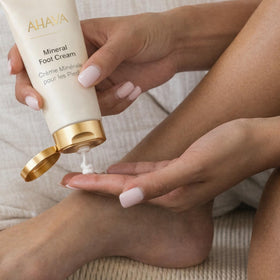 AHAVA ingredients label highlighting Dead Sea minerals and nourishing oils
