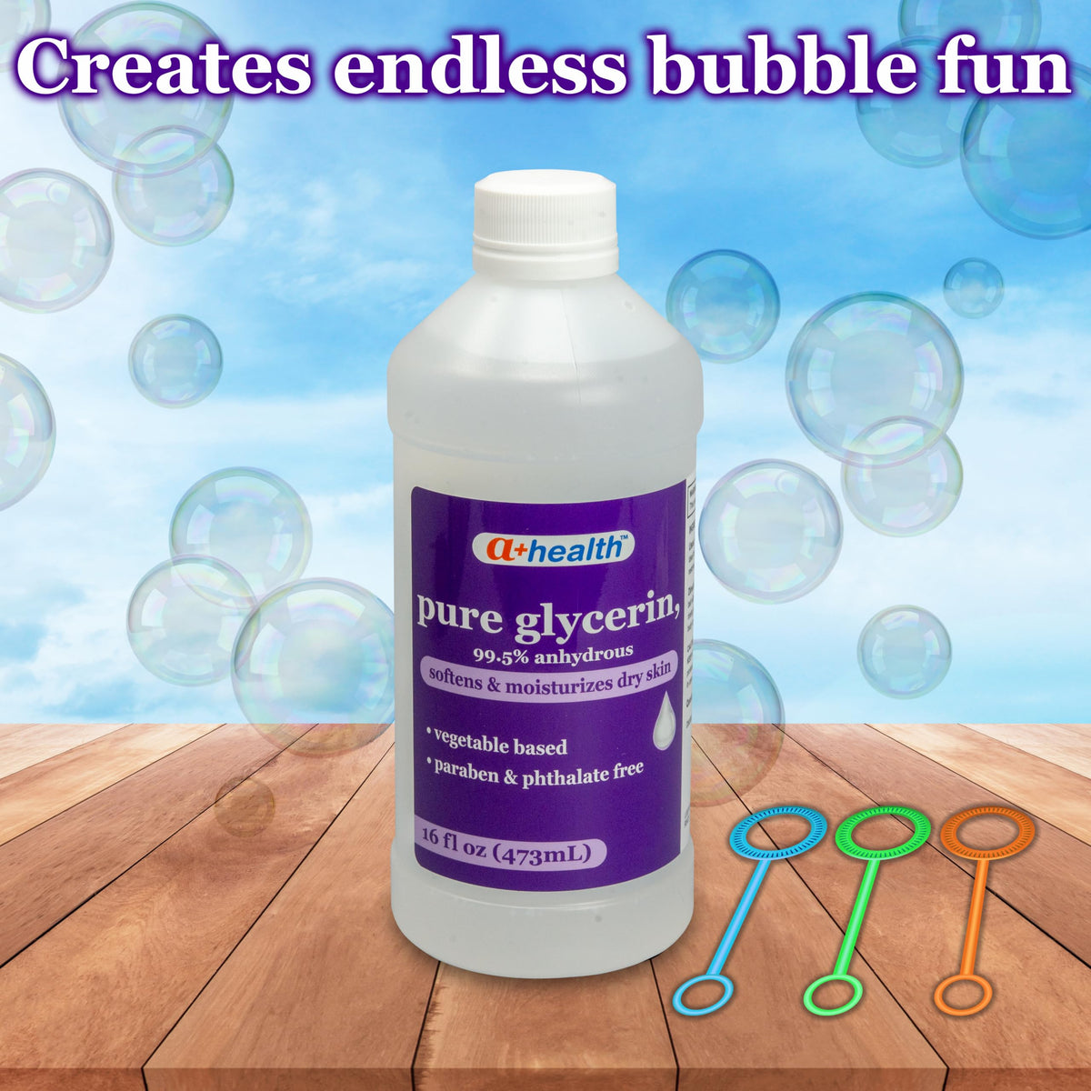 A+Health glycerin being applied to hands, showing quick absorption benefit