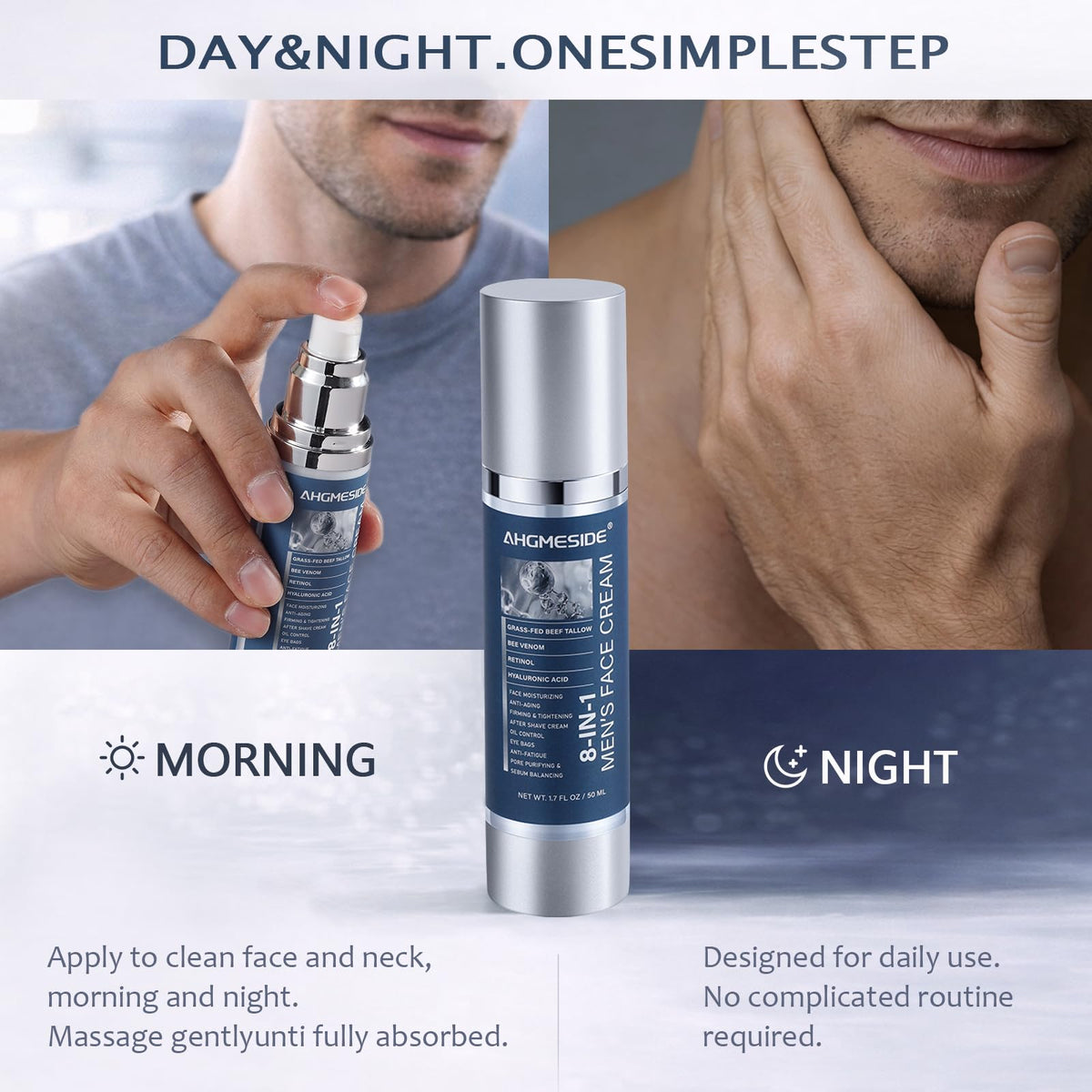 Ahgmeside applied after shaving to show soothing benefits and reduced post-shave tightness