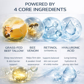 Ahgmeside cream on hand demonstrating easy spreadability and immediate moisturizing effect