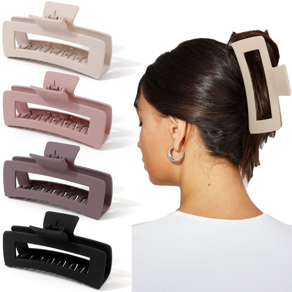 AHONEY front view of XL matte claw clip showing sturdy grip and sleek neutral tone for secure styling