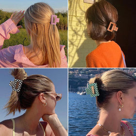 AHONEY hair demo of half-up style using clip, illustrating neat hold and fashion accent
