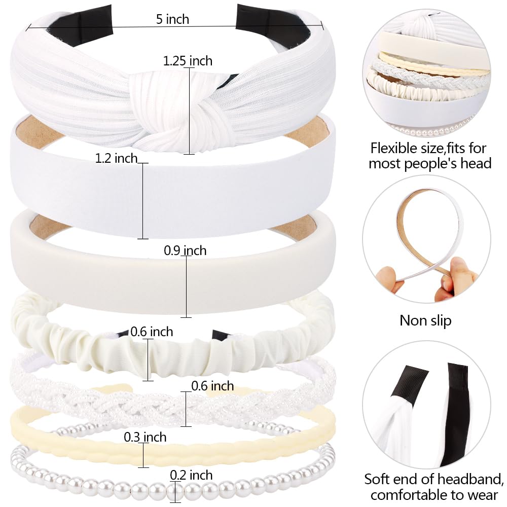 AHONEY close-up of pearl-trimmed headband adding elegant sparkle
