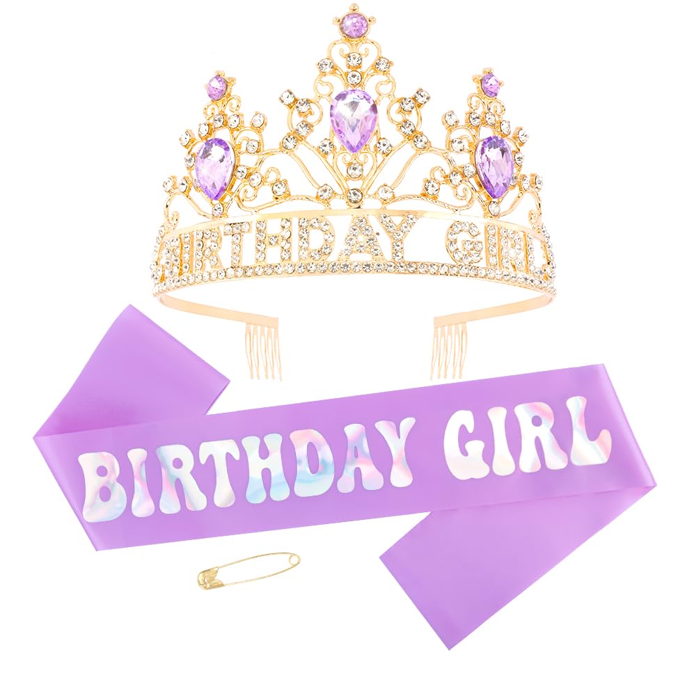 AHONEY crown front view showing rhinestones and pastel rainbow sparkle