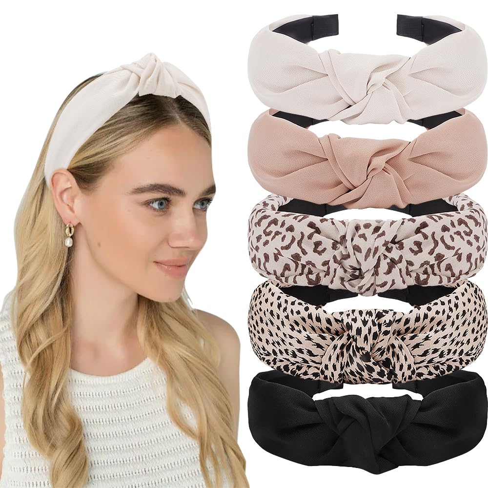 AHONEY front pack showing five neutral headbands, easy styling option