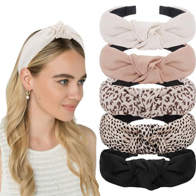AHONEY front pack showing five neutral headbands, easy styling option