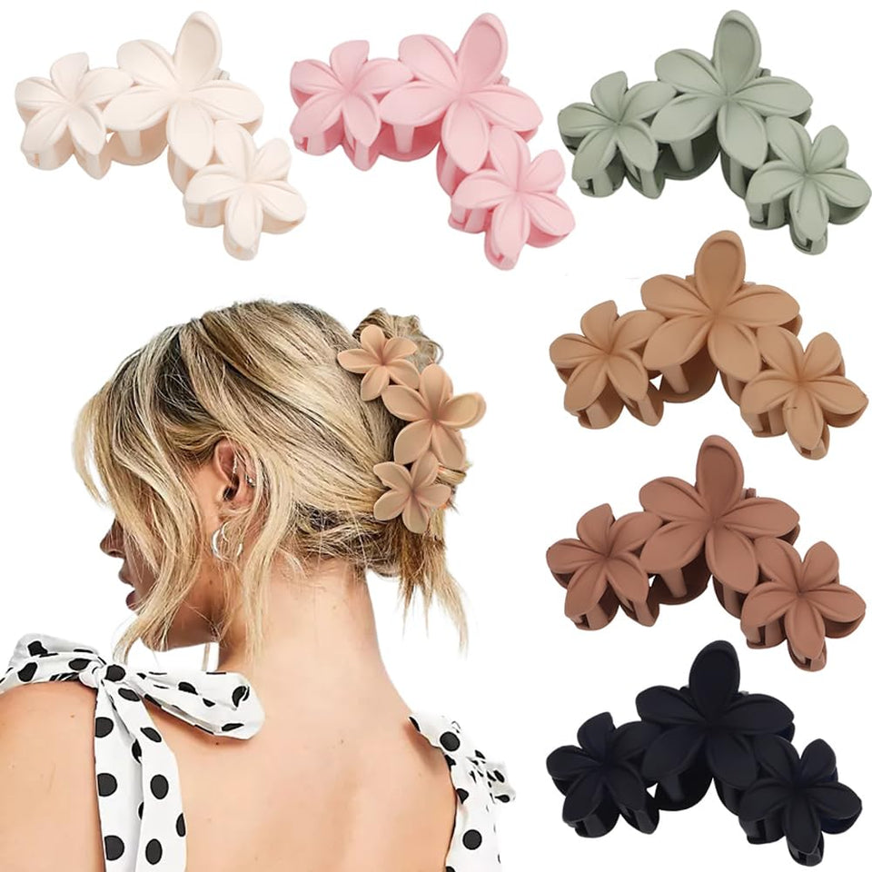 AHONEY front view of neutral six-pack flower clips showing colors and design benefit convenience