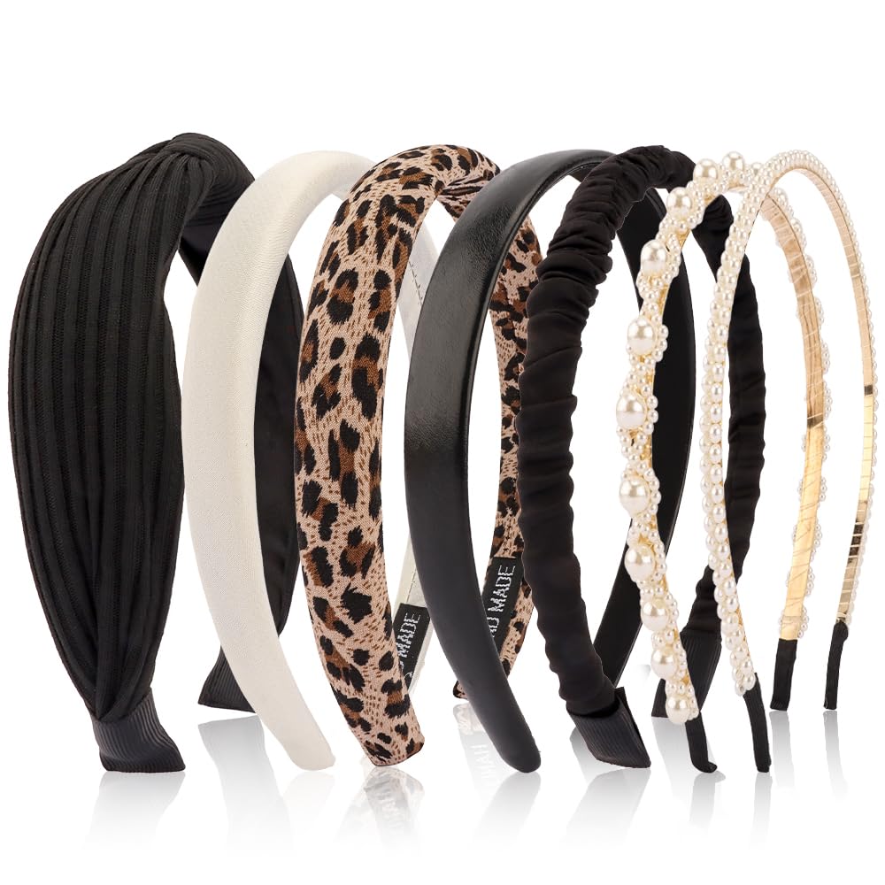 AHONEY front view of seven headbands showing variety and convenience