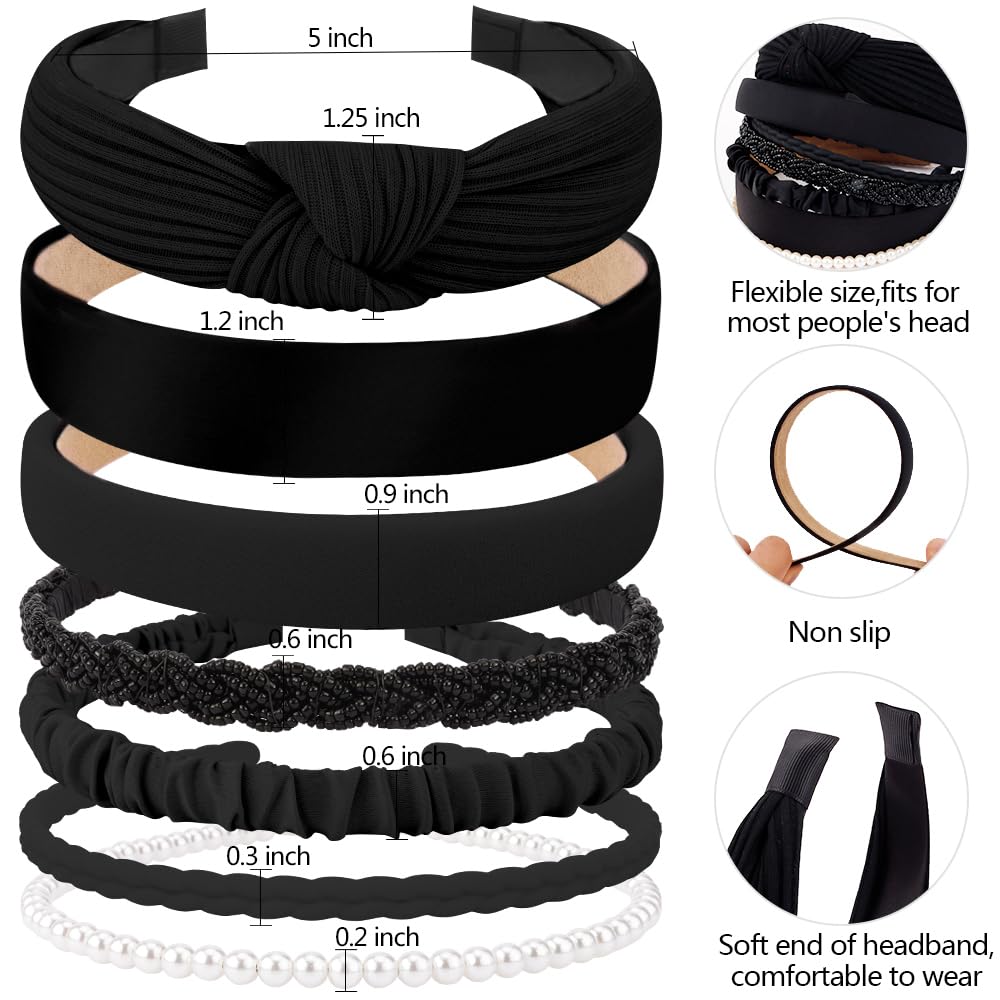 AHONEY knotted black headband side view showing stylish volume