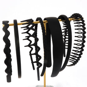 AHONEY headbands arranged on bathroom counter to demonstrate everyday styling and storage convenience