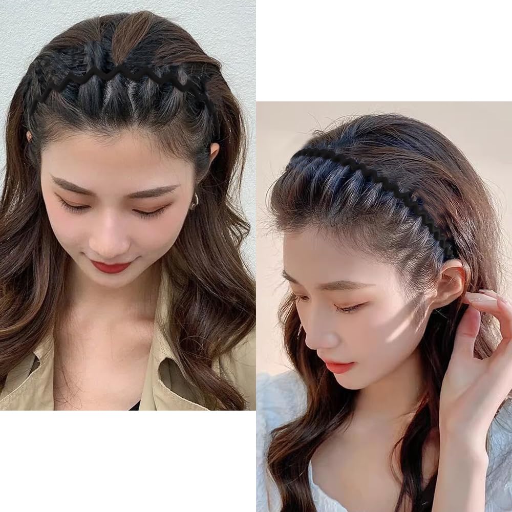 AHONEY thin black headband shown from side emphasizing discreet control of flyaways during activities