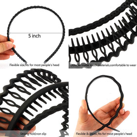 AHONEY wide-profile black headband displayed flat highlighting comfortable even pressure distribution