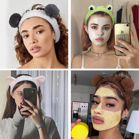 AIBFRID worn on forehead demonstrating secure fit during skincare
