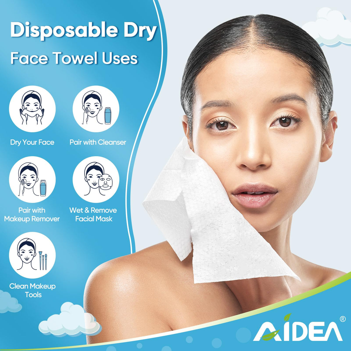 AIDEA towel in hand demonstrating scale and easy, gentle use