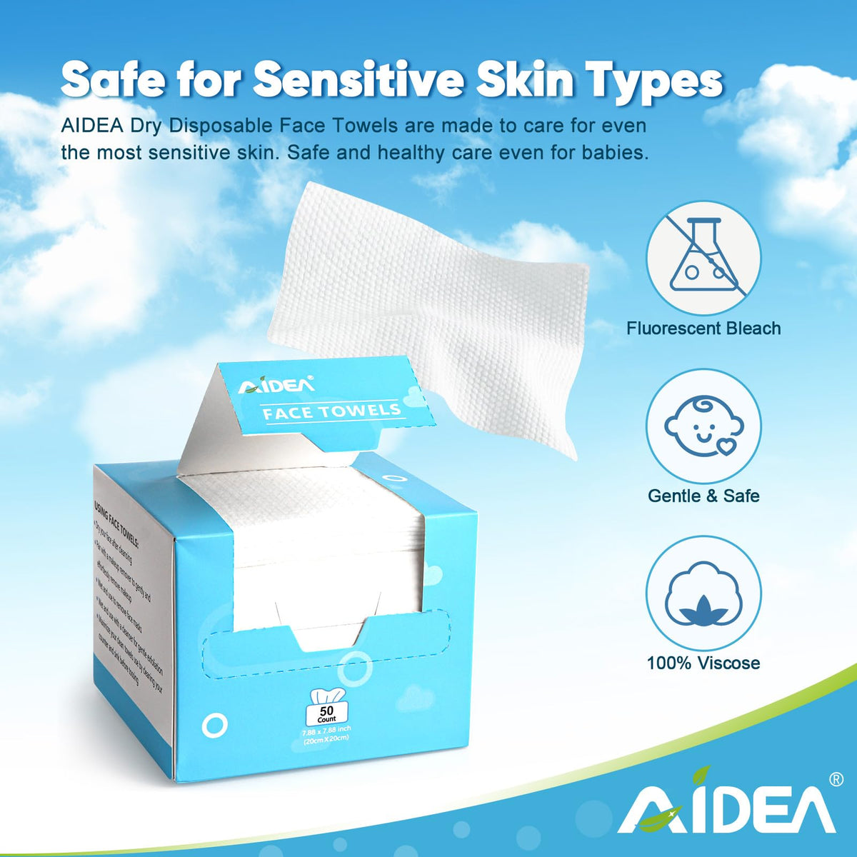 AIDEA fabric close-up displaying soft texture and absorbency for gentle cleansing