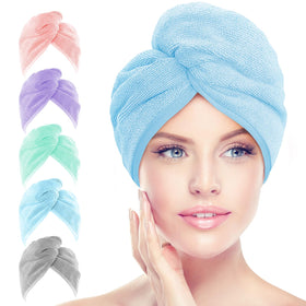 AIDEA towel front pack showing five turban wraps and absorbent benefit