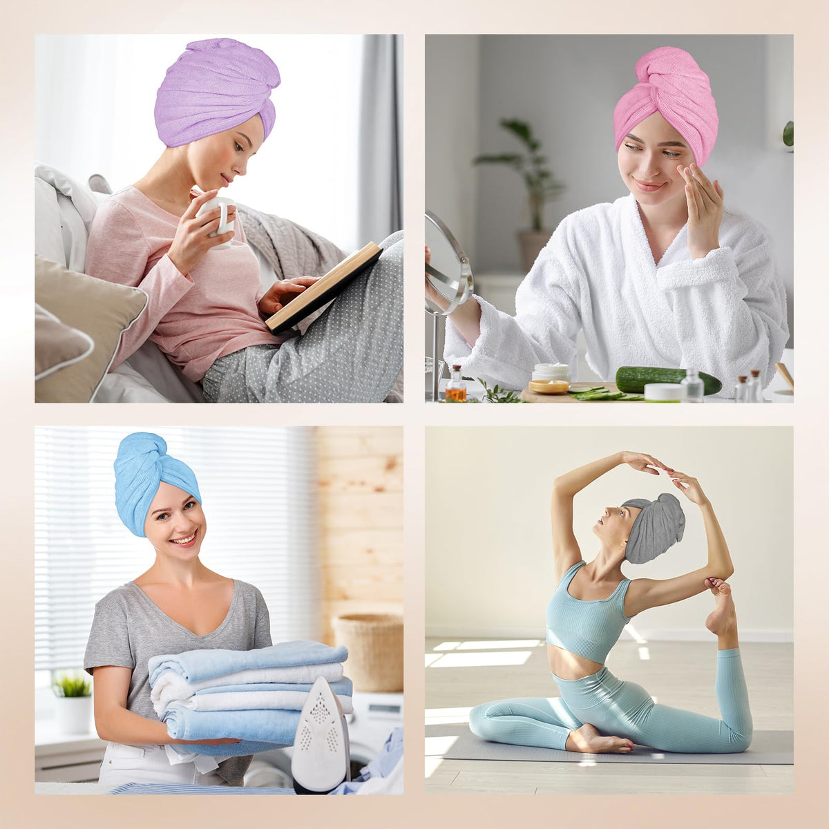 AIDEA towel absorbing water from wet hair to shorten blow-dry time