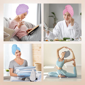 AIDEA towel absorbing water from wet hair to shorten blow-dry time