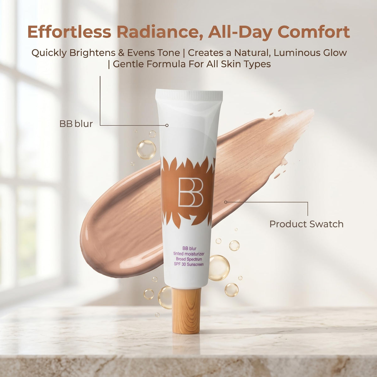 Aigomc application with spoon dab demonstrating easy blendability and lightweight feel
