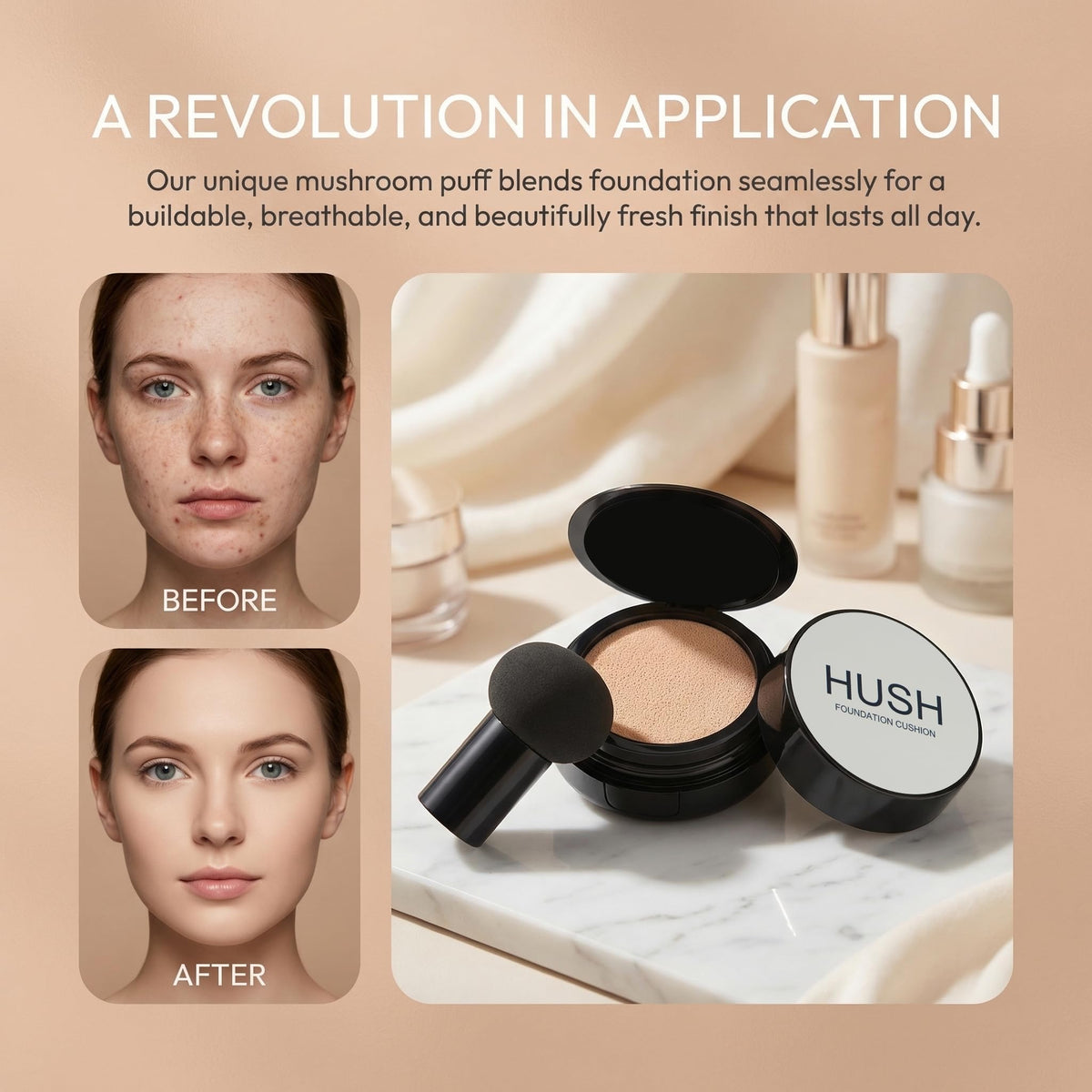 Aigomc mushroom puff close-up showcasing soft applicator for even blending
