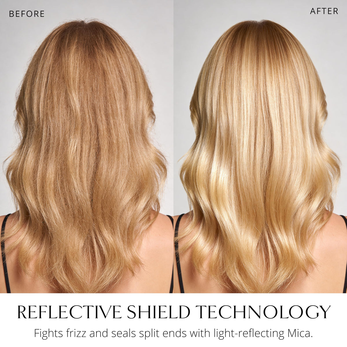 AIIR spraying on styled hair for instant frizz control and gloss