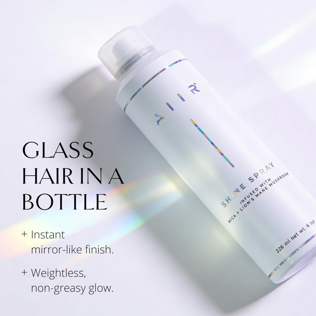 AIIR fine mist close-up revealing lightweight texture and shine