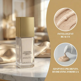 Aikertec application with sponge demonstrating blendability for natural, pore-blurring results