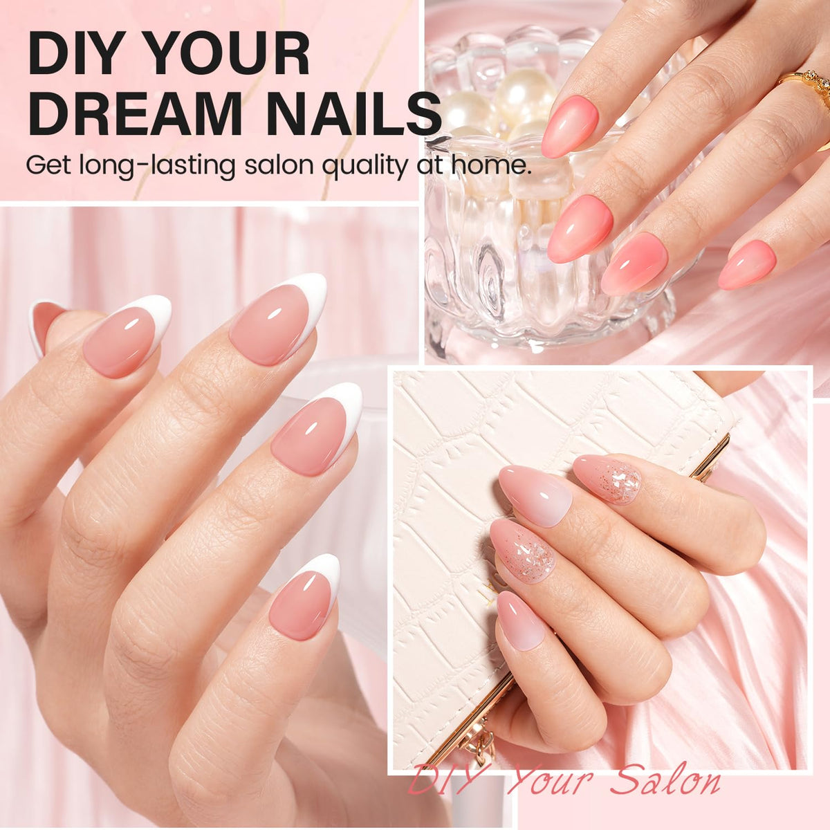 AILLSA 2-in-1 glue base coat bottle highlighting strong adhesion benefit