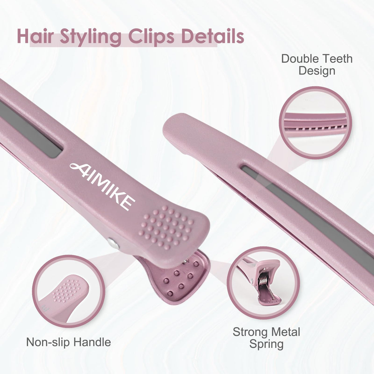 AIMIKE clips securing thick wet hair showing strong hold benefit