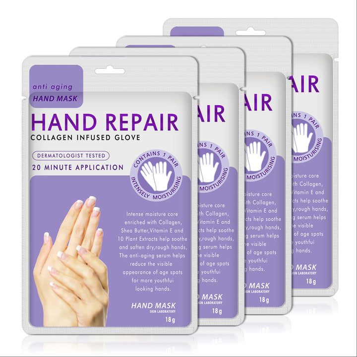 AIQIUSHA front packaging showing 4 moisturizing gloves and benefits