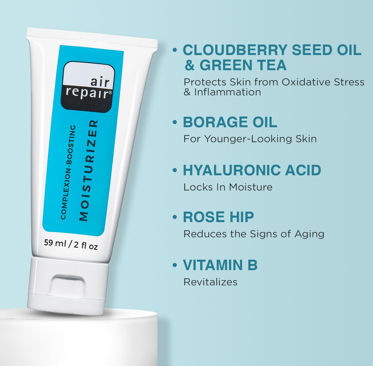 Air Repair application on skin demonstrating smooth spread and immediate hydration benefit