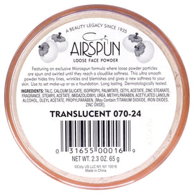 Airspun powder puff resting on lid demonstrating soft applicator for smooth finish
