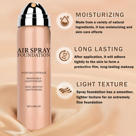 AIUEO brush and puff included demonstrating easy blending benefit
