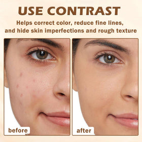 AIUEO texture on skin showing smooth finish and softened lines