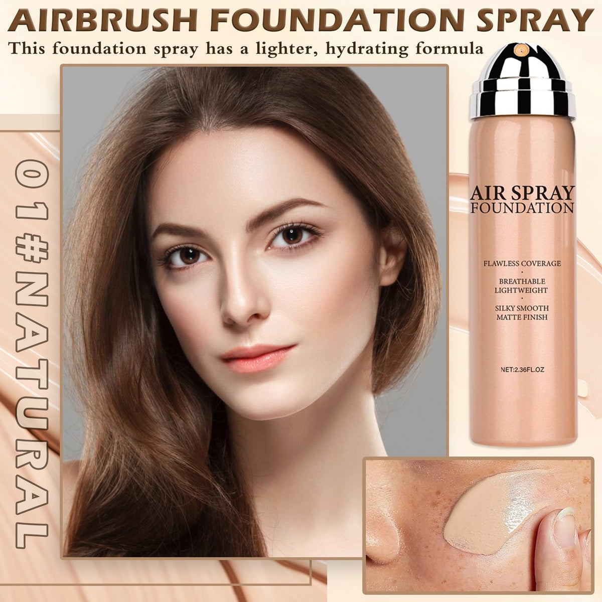 AIUEO fine mist closeup demonstrating even coverage and blend benefit