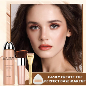 AIUEO model applying spray in lifestyle scene for quick, flawless finish
