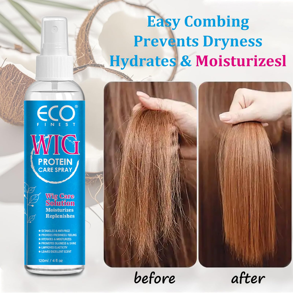 AKBAN on human-hair wig close detail showing enhanced shine and softness