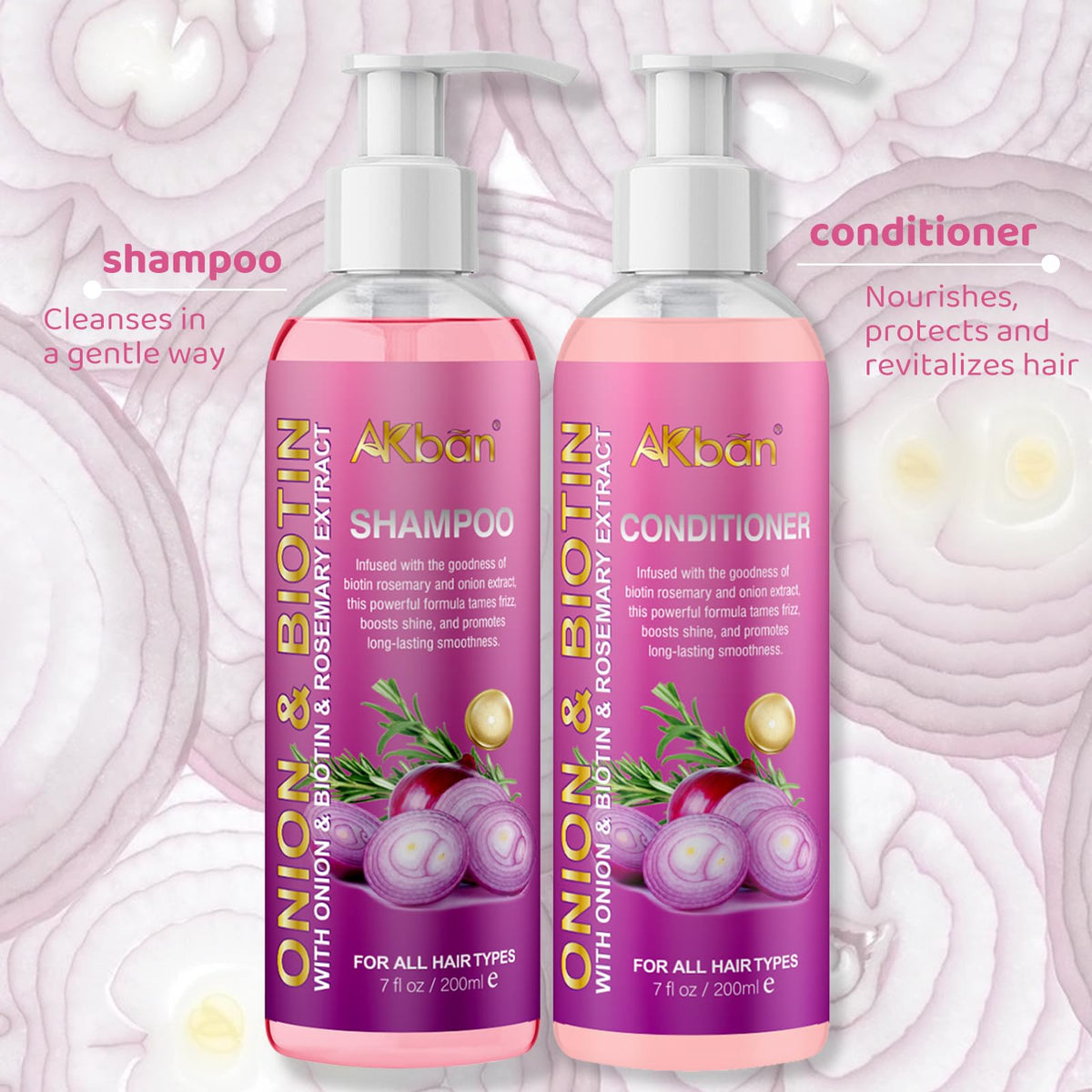 AKBAN shampoo and conditioner on bathroom shelf demonstrating daily routine ease