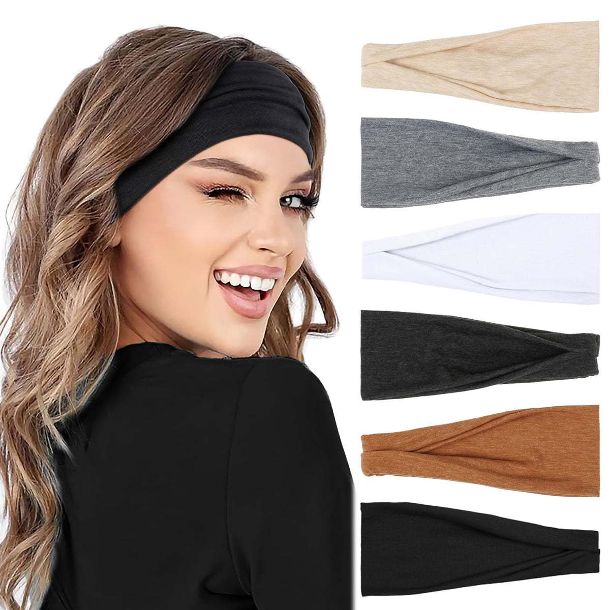 AKTVSHOW six headbands arranged together showing color range and value pack