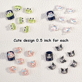 akutoer charms applied to nails in Y2K design, demonstrating playful manicure result