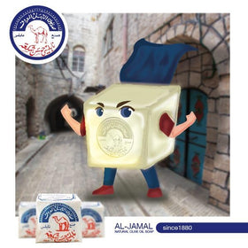 Al-Jamal soap lathered on hand demonstrating gentle cleansing and rich foam