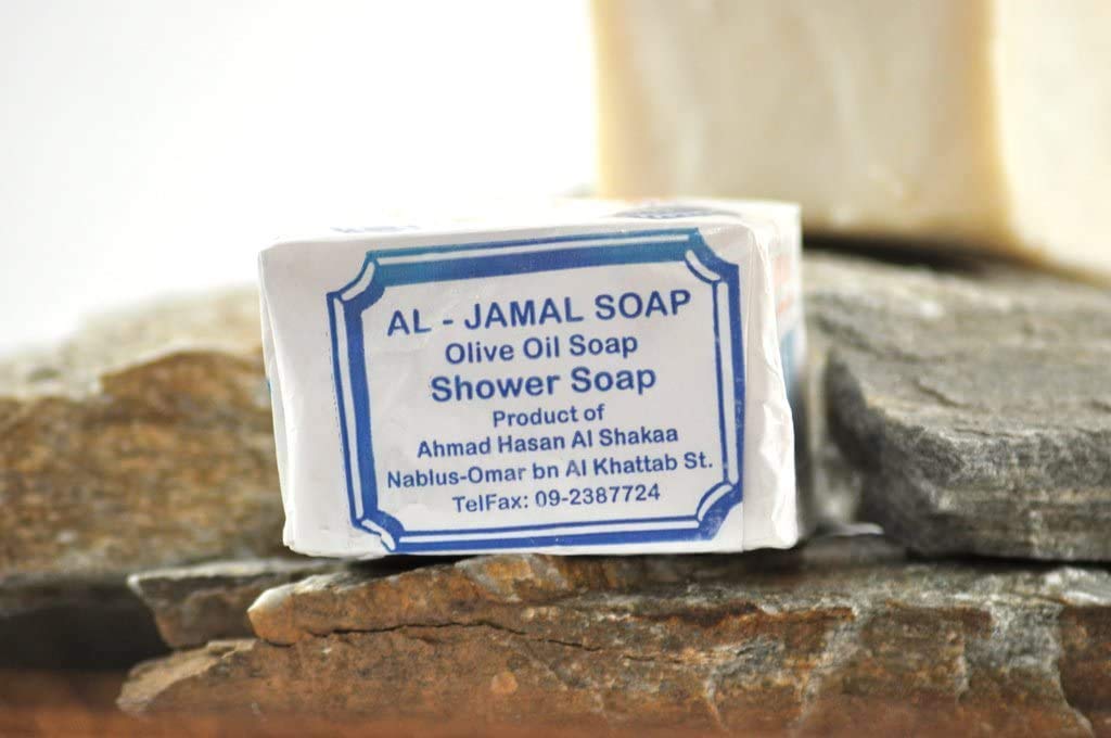 Al-Jamal soap texture detail, showing smooth olive-oil rich surface benefit