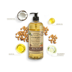 A LA MAISON pump dispensing creamy lather for soft hydrated skin