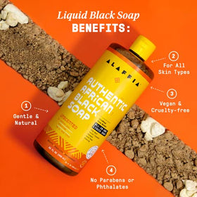Alaffia bottles in a bathroom scene suggesting minimal routine and convenience benefit