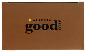 Hand using Alaffia coconut bar to wash, showing easy multipurpose use